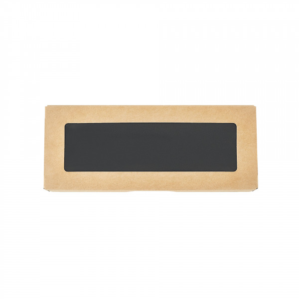Контейнер с окошком для еды 1500мл - Крафт/Black 200*200*48мм
